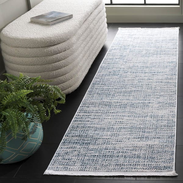 Mila 2 ft. x 8 ft. Blue/Ivory Abstract Marle Runner Rug