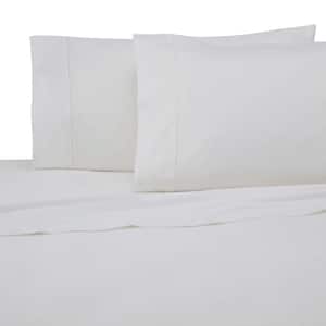 4-Piece True White Solid 300 Thread Count Cotton Full Sheet Set