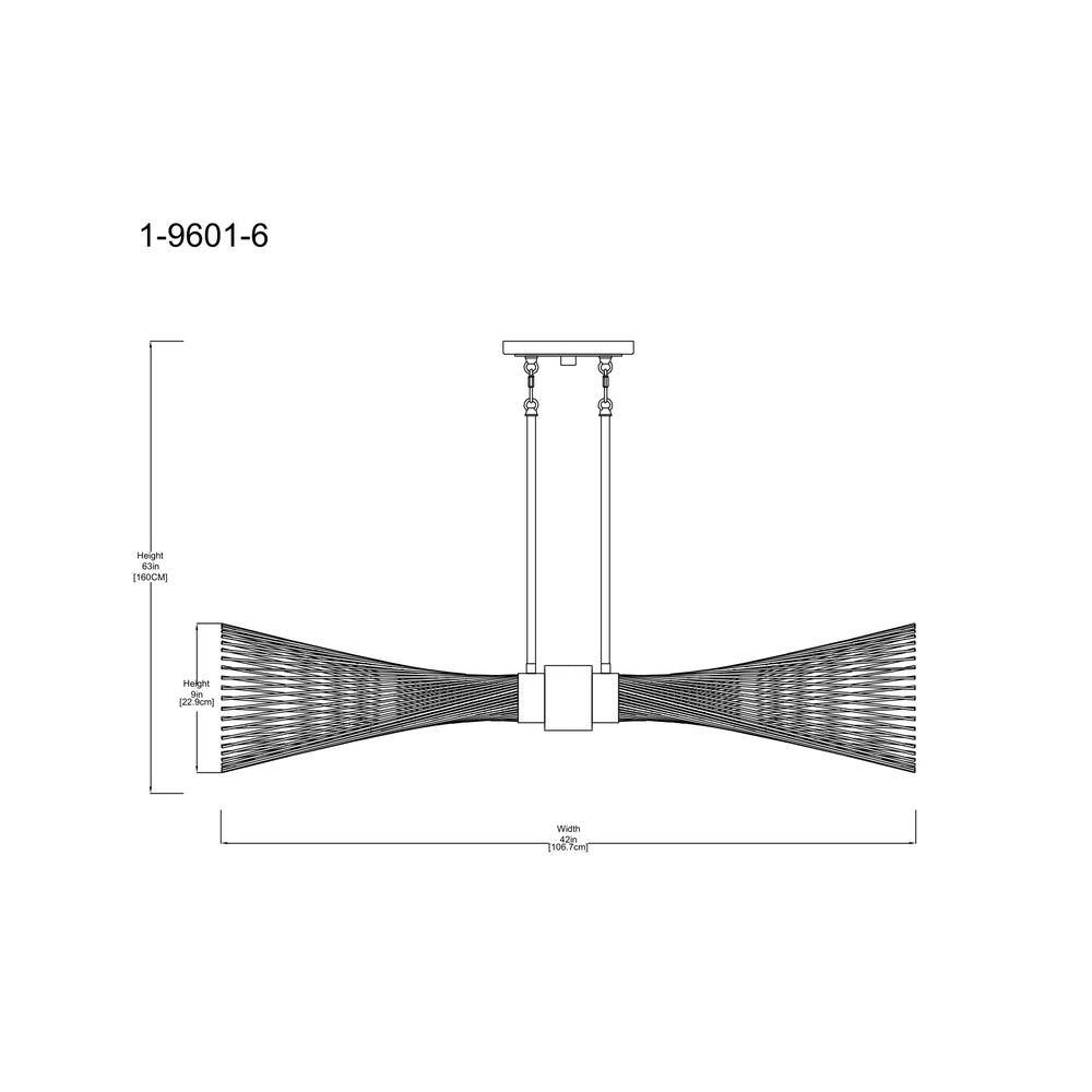 Burnished Brass 6-Light Linear Chandelier with Adjustable Height