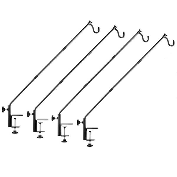 Heavy Duty Series 31 Inch Black Steel Curved Outdoor Hanging Hook with Adjustable Rotary Extension for Planters 4 Pack