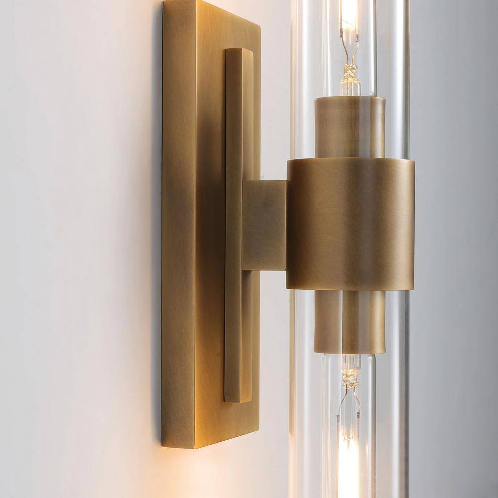 Brass and Glass Dimmable Wall Sconce Set
