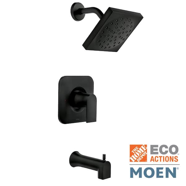 MOEN Genta Single-Handle 1-Spray Tub and Shower Faucet in Matte Black (Valve Included)