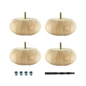 2-1/2 in. x 5-1/2 in Unfinished Solid Hardwood Round Bun Foot (4-Pack)