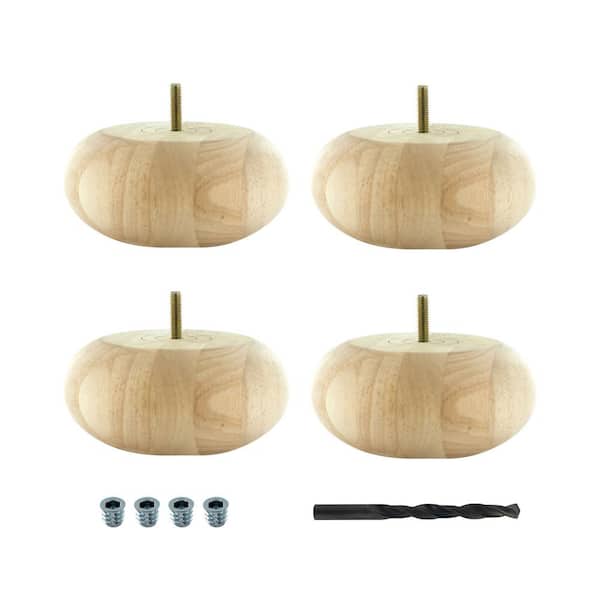American Pro Decor 2-1/2 in. x 5-1/2 in Unfinished Solid Hardwood Round Bun Foot (4-Pack)