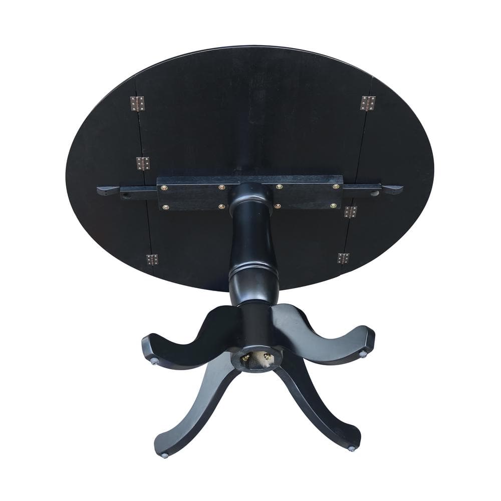 42" Round Black Wood Extendable Dining Table