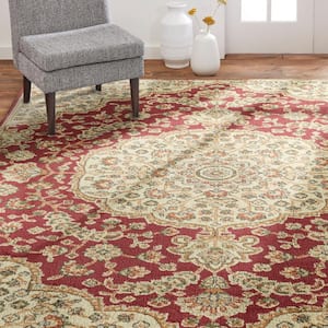 Royalty Medallion Red/Ivory 8 ft. x 10 ft. Geometric Area Rug