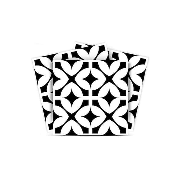 MI ALMA Black and White BKW5 5 in. x 5 in. Vinyl Peel and Stick Tile (24 Tiles, 4.17 sq. ft./pack)