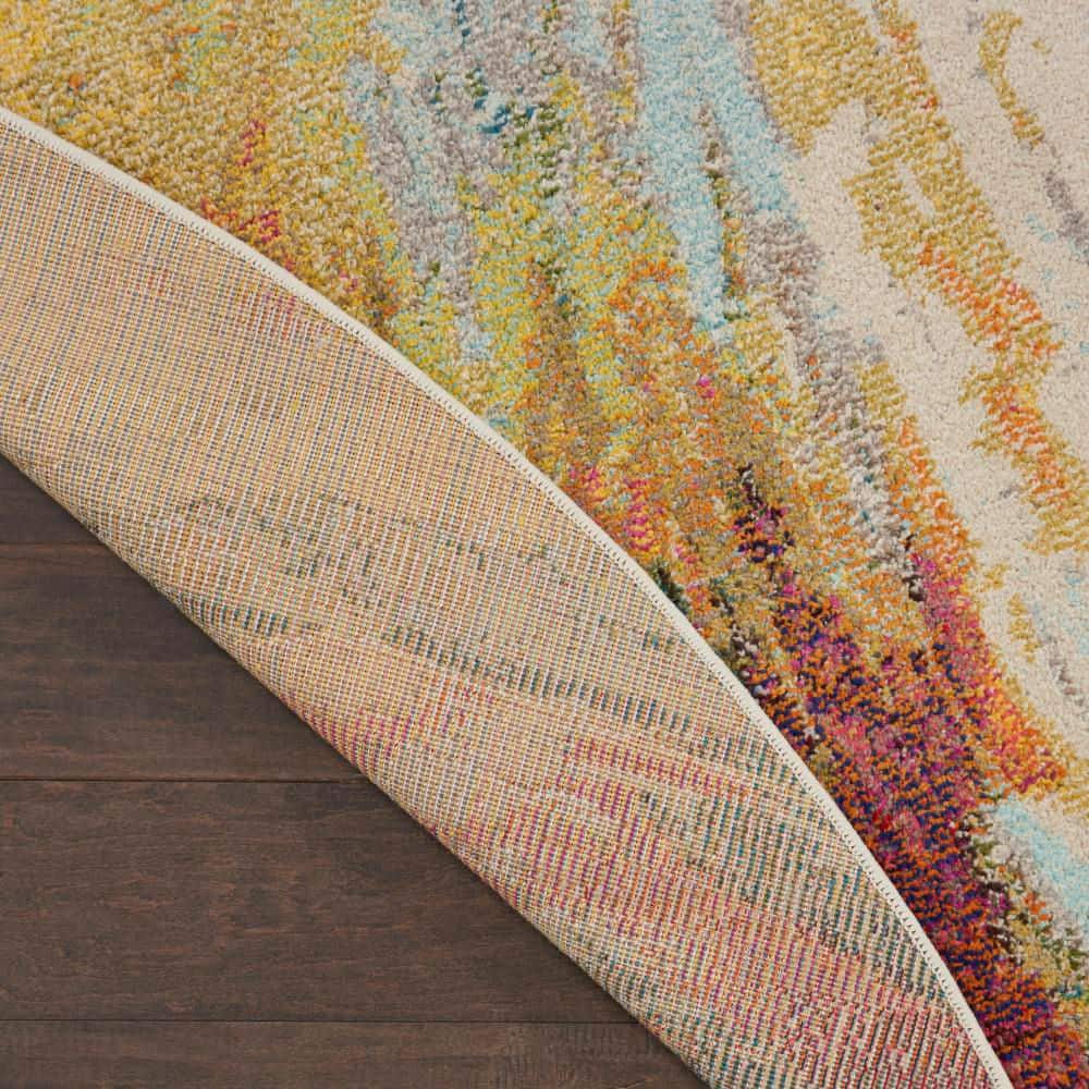 Celestial Waves Multicolor Abstract Round Rug, 7'10"