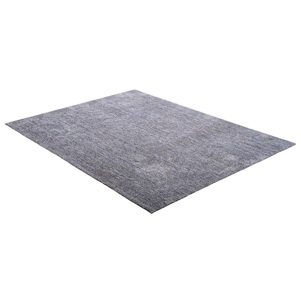 9 ft. x 12 ft. Blue-Gray Indoor Plush, Furry with Long Plushs Pile for High-Traffic Areas, Non-Shedding Area Rugs