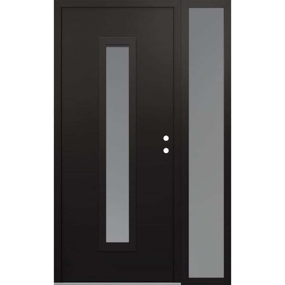 A11 48 in. x 80 in. Black P Left-Hand/Inswing Frosted Glass Black/White Sidelite Steel Prehung Front Door price history on PriceWatchPro