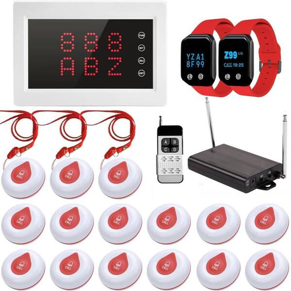Commercial Wireless Paging System, with 1312 ft. Long Range, IPX67 Waterproof Buttons and Multi-Tone Adjustable Volume