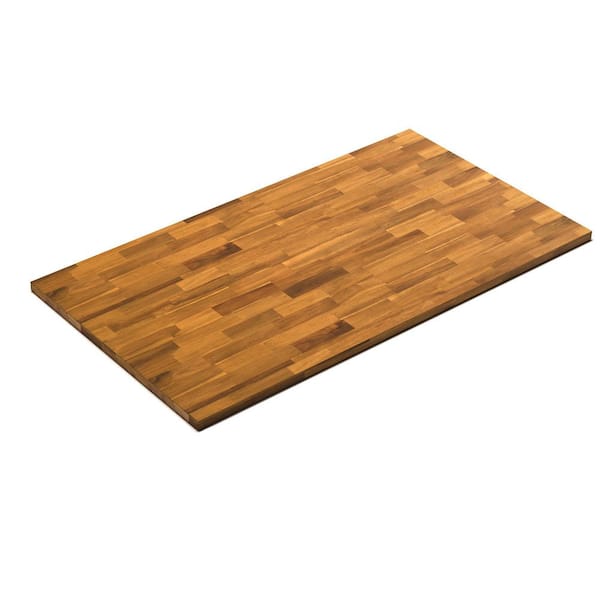 Interbuild 6.2 ft. L x 40 in. D, Acacia Butcher Block Island Countertop in Golden Teak with Square Edge