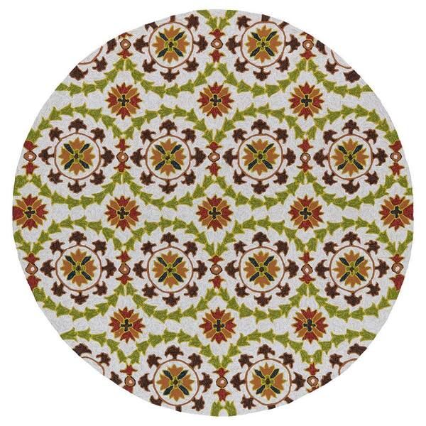 Kaleen Home and Porch Whimsy Brown 6 ft. Indoor/Outdoor Round Area Rug