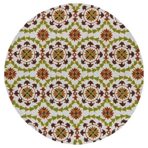 Kaleen Home and Porch Whimsy Brown 8 ft. Indoor/Outdoor Round Area Rug