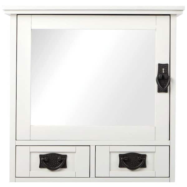 Home Decorators Collection Artisan 23-1/2 in. W x 22-3/4 in. H x 8 in. D Bathroom Storage Wall Cabinet with Mirror in White