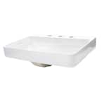 Vox Above-Counter Vitreous China Bathroom Sink in White with Overflow Drain