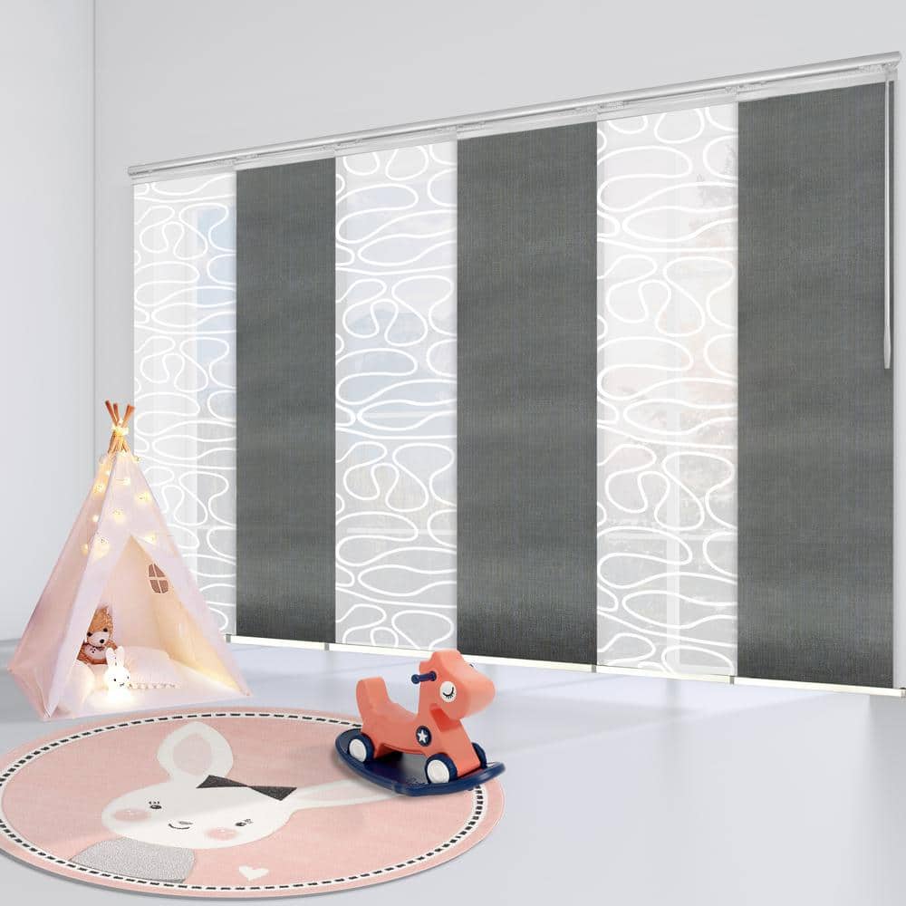 Ashy Swirl 70 in. - 130 in. W x 94 in. L Adjustable 6- Panel White Single Rail Panel Track with 23.5 in. Slates price history on PriceWatchPro