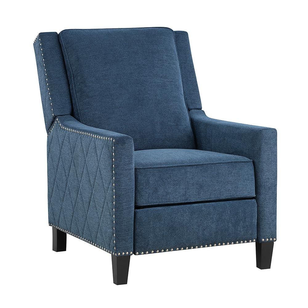 Duke Blue Textured Fabric Upholstered Push Back Recliner