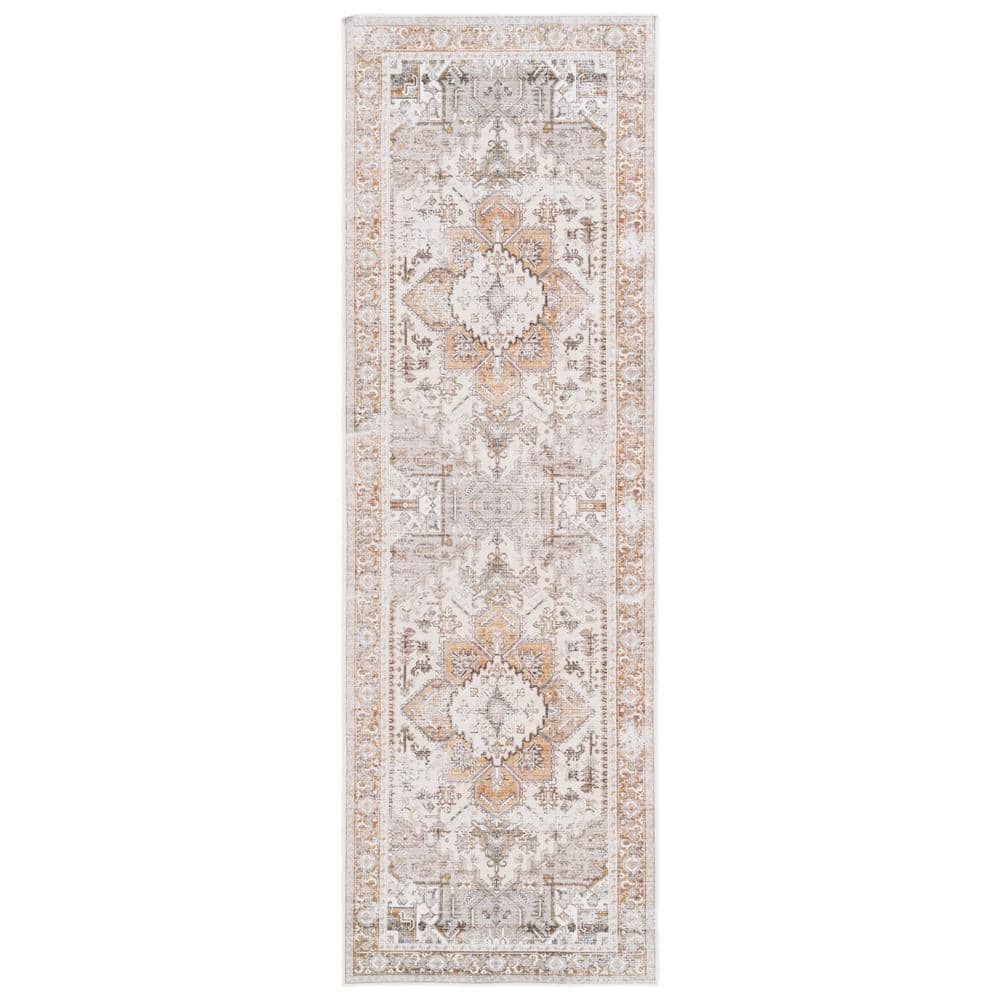 Arizona Beige/Gold 3 ft. x 10 ft. Machine Washable Transitional Medallion Runner Rug price history on PriceWatchPro