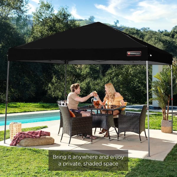 Best Choice Products 10 ft. x 10 ft. Black Easy Setup Pop Up Canopy Instant Portable Tent w 1 Button Push and Carry Case SKY5763 The Home Depot