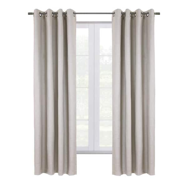 Shadow Off-white Polyester Textured 52 in. W x 63 in. L Grommet Indoor Blackout Curtain (Single Panel)