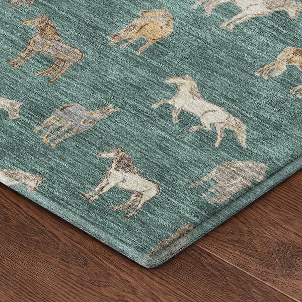 Mayfield Premium Machine Washable Abstract AMF2521 Basil 10 ft. x 14 ft. Area Rug