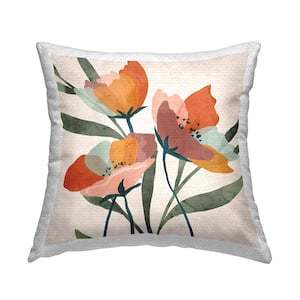 Vivid Flower Arrangement Abstract Orange Petals Multi-Color Square Outdoor Throw Pillow