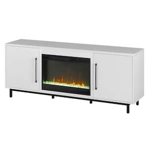 Julian 68 in. White TV Stand with Crystal Fireplace Fits TV's up to 75 in.