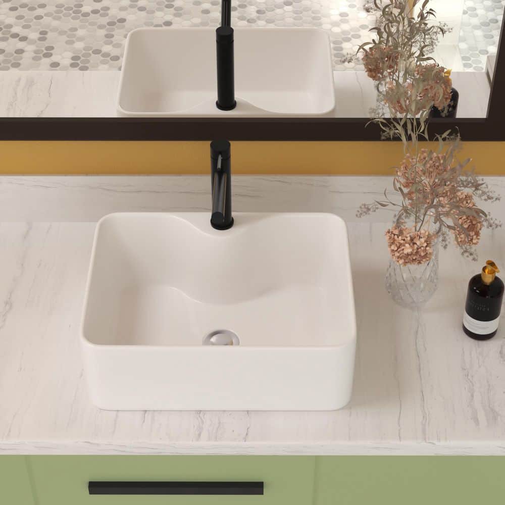 16 in. L Ceramic Vessel Rectangular Bathroom Sink in White price history on PriceWatchPro