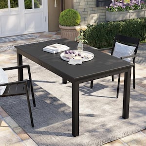 6-8 Person Rectangle Aluminum Outdoor Patio Dining Table in Black with Extension