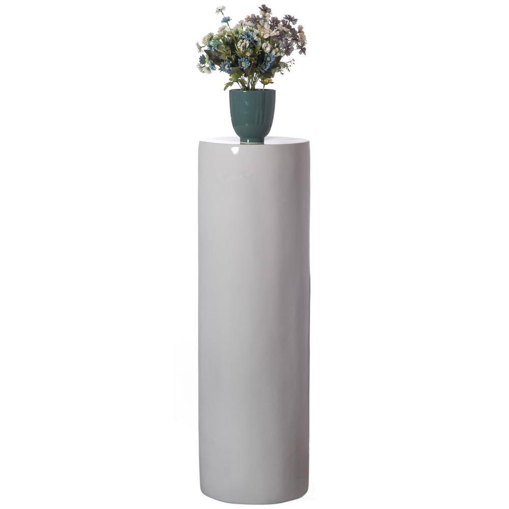 Tall White Fiberglass Cylinder Pedestal Stand