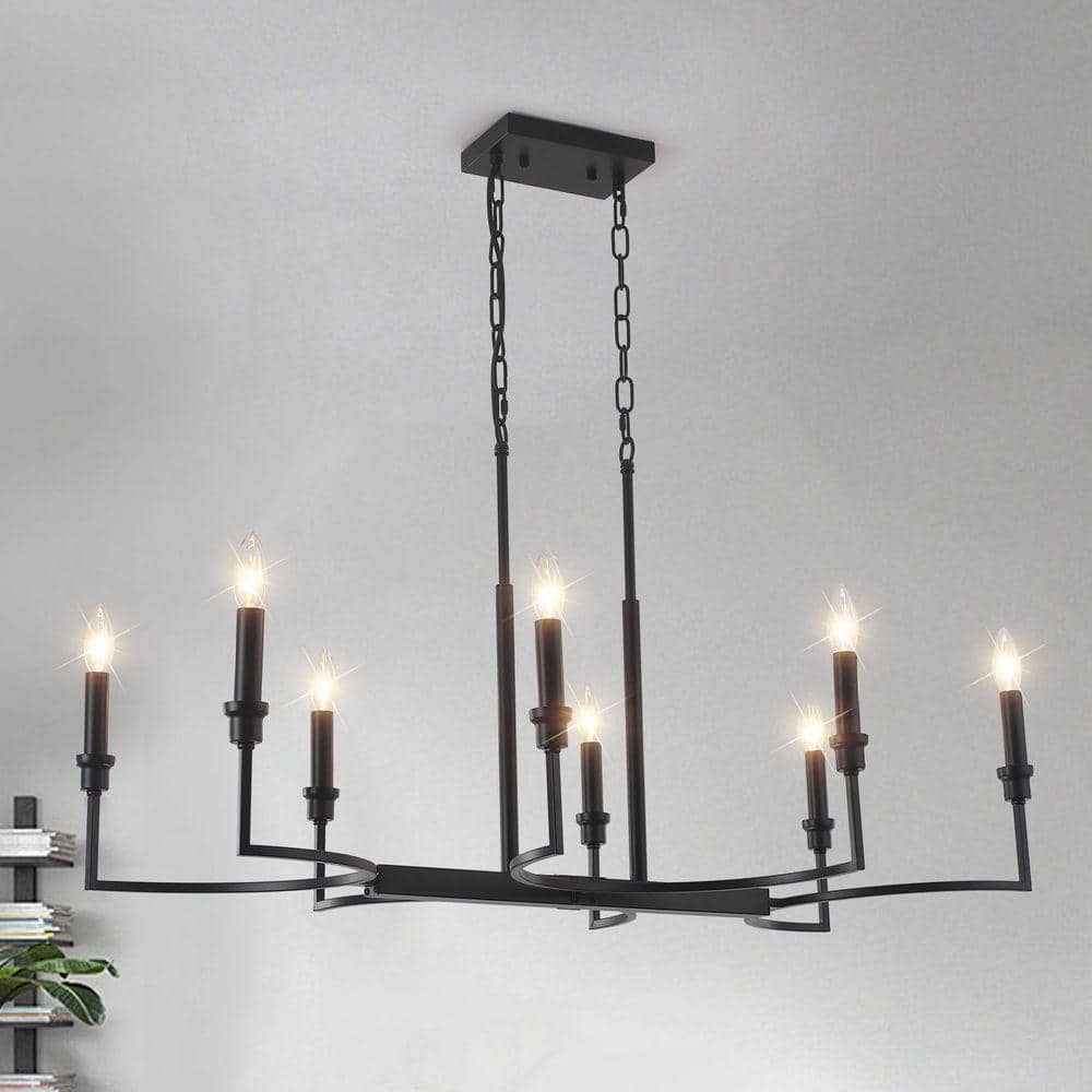 PAKOKULA Industrial 8-Light Black Linear Classic-Candle-Style