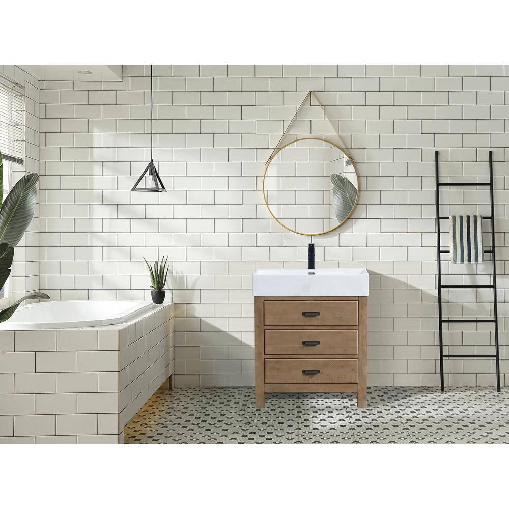 Ava Reclaimed Fir Wood 30" Bathroom Vanity with Ceramic Sink