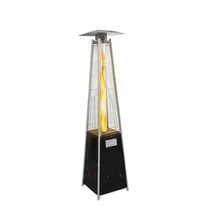 42000 BTU 87 in. E-Macht Outdoor Space Heater, Pyramid Standing Gas LP Propane Heater with Wheels, Black