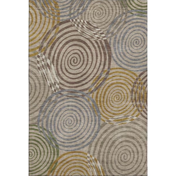 Mayfield Premium Machine Washable Abstract AMF2435 Beige 10 ft. x 14 ft. Area Rug