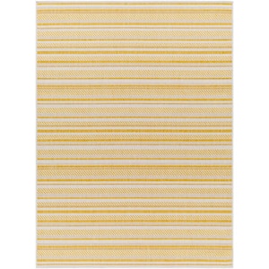 Llyr Yellow 4 ft. x 6 ft. Striped Indoor/Outdoor Area Rug