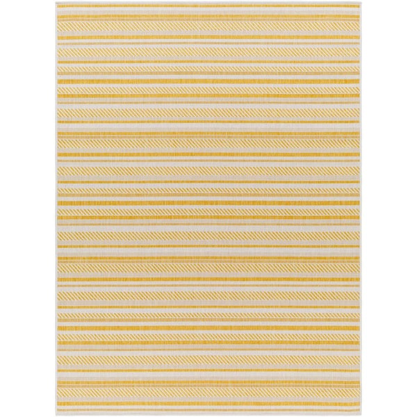 Llyr Yellow 4 ft. x 6 ft. Striped Indoor/Outdoor Area Rug