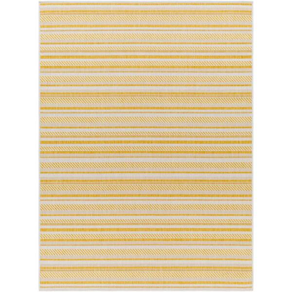 Livabliss Llyr Yellow 5 ft. x 8 ft. Striped Indoor/Outdoor Area Rug