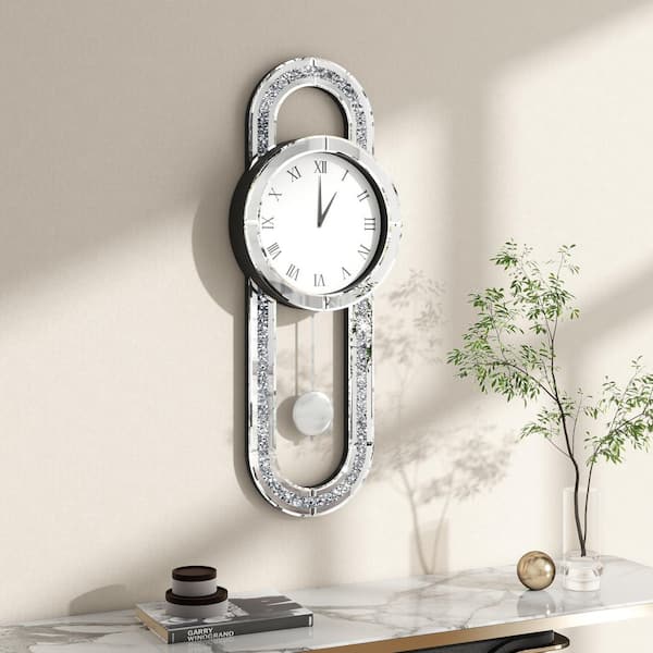 THKSHOUZ Modern Square Roman Numerals Mirror Wall Clock with