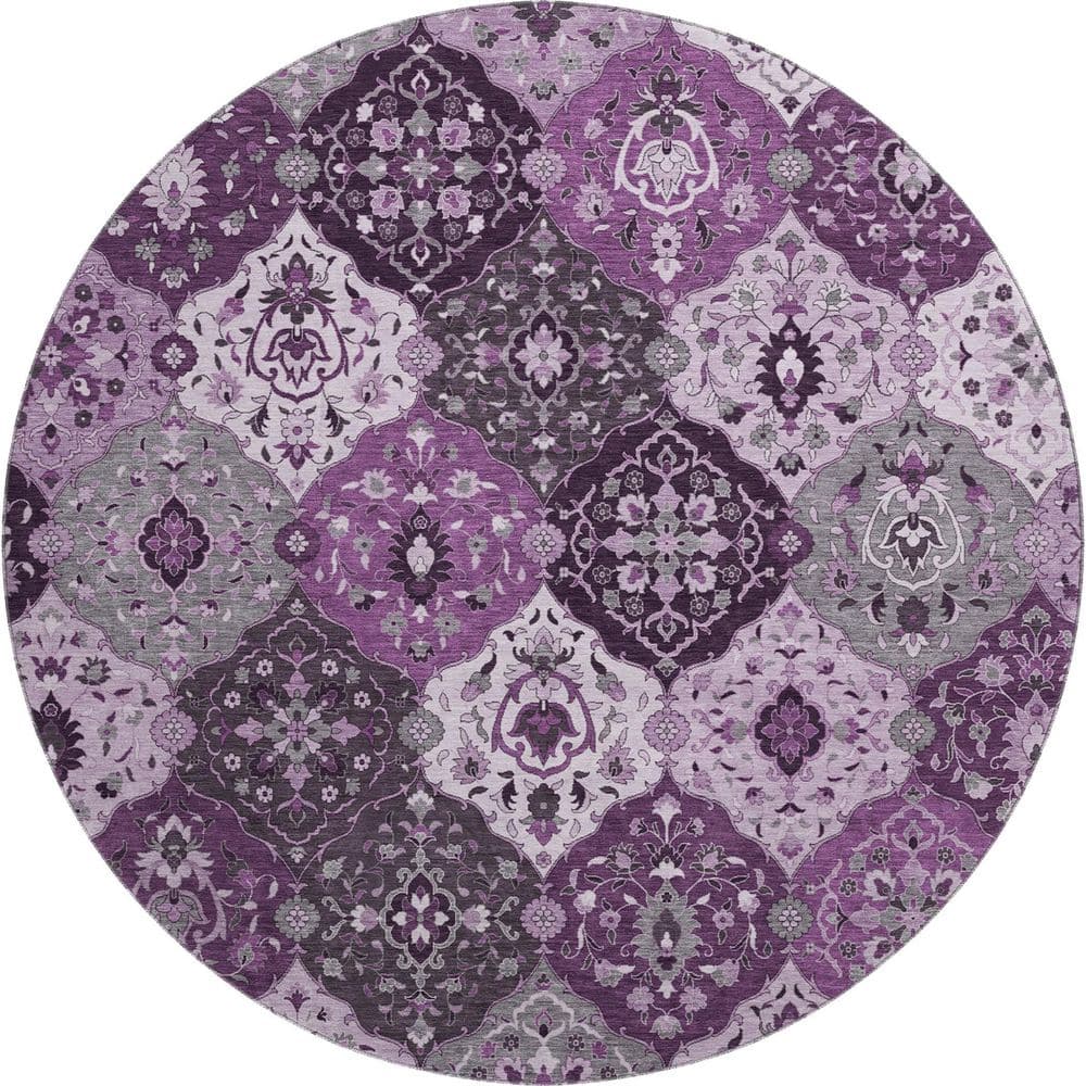 Addison Rugs Mayfield Premium Machine Washable Abstract AMF2292 Purple ...