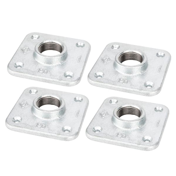 PIPE DECOR 1 in. Galvanized Iron Square Floor Flange (4-Pack)