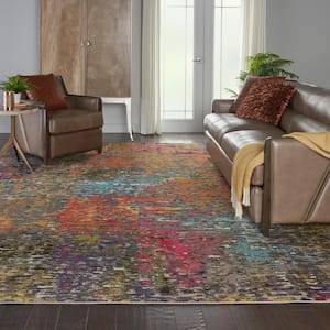 Celestial Sunset Multicolor 8 ft. x 11 ft. Abstract Bohemian Area Rug