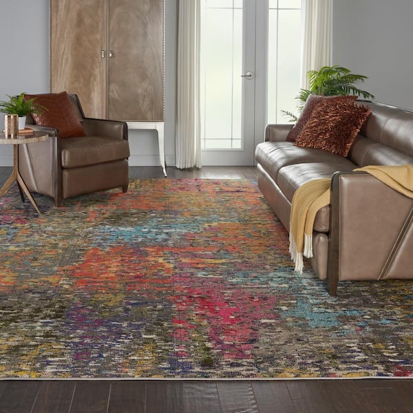 Celestial Sunset Multicolor 9 ft. x 12 ft. Abstract Bohemian Area Rug
