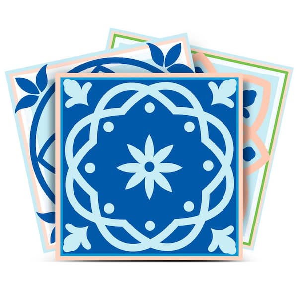 Blue, White SB23 12 in. x 12 in. Vinyl Peel and Stick Tile (24-Tiles, 24 sq. ft./pack)