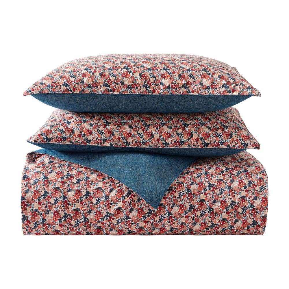 King Multicolor Cotton Floral Quilted Duvet Cover Set