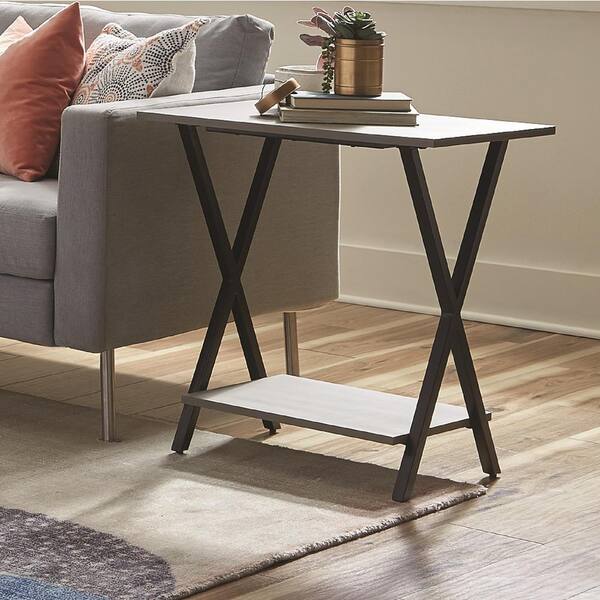 Alaterre Furniture Cornerstone Gray 31 in. W Concrete-Coated End Table