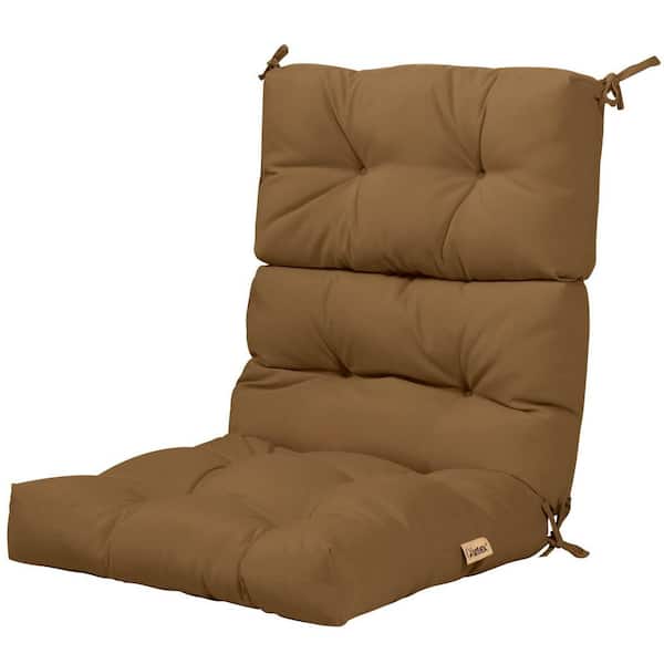 Brown Solid 3-Folding Tufted Chair Pad with Non-Slip String Ties (Set of 1)