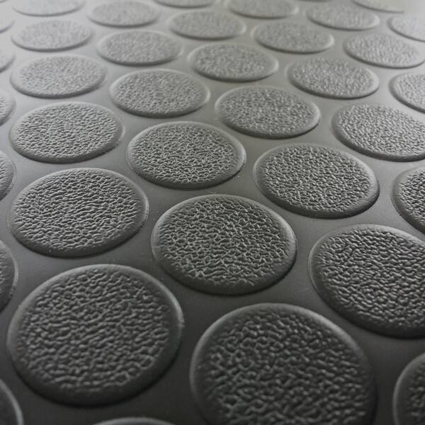 Rubber-Cal Coin Grip 4 ft. x 8 ft. Black Commercial Grade PVC Flooring