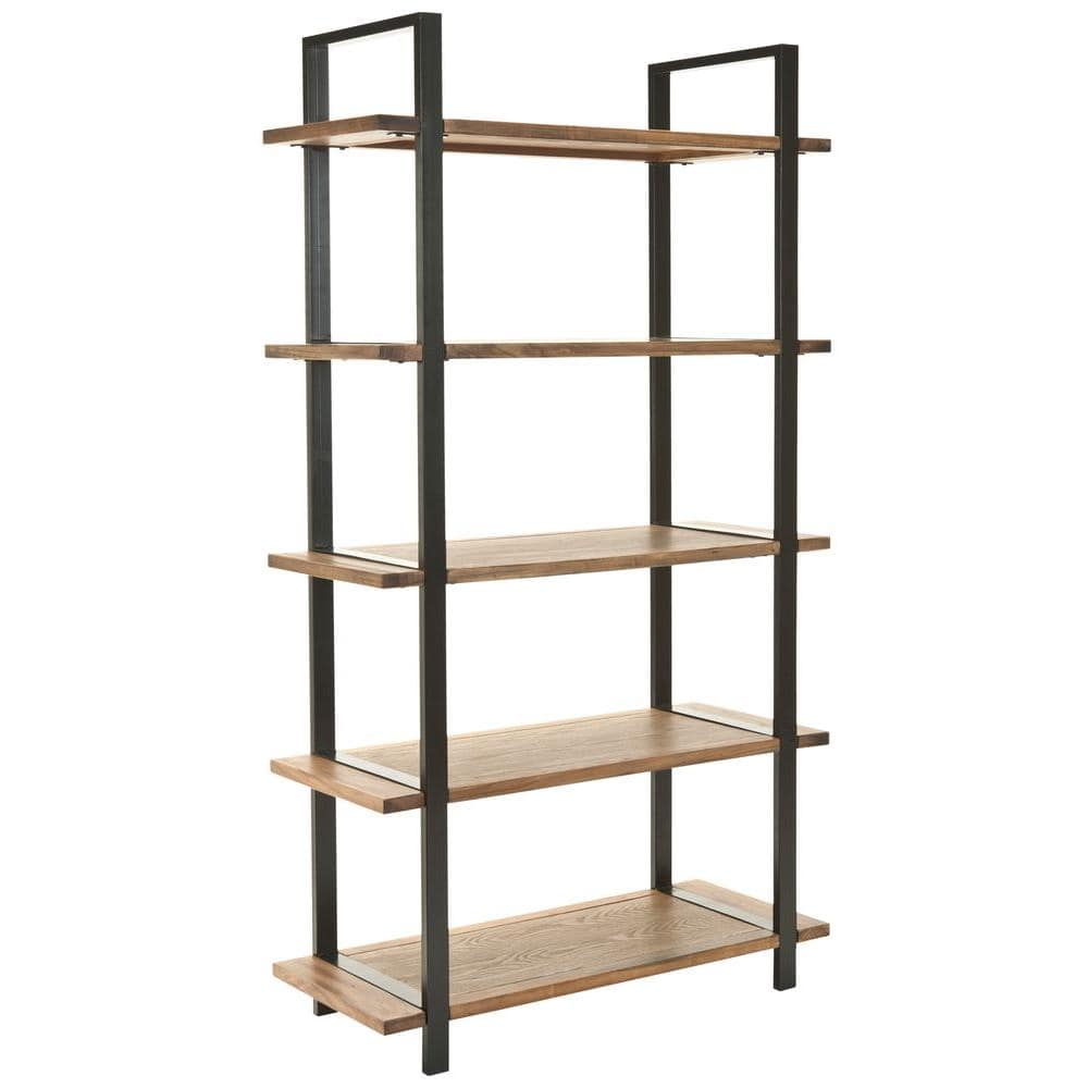Scott Oak and Black Metal 5-Tier Etagere