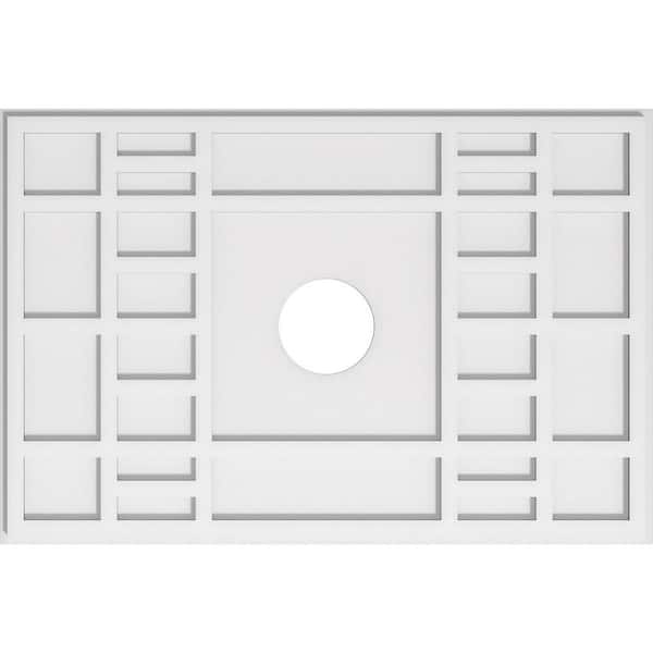 Ekena Millwork 34 in. W x 22-5/8 in. H x 5 in. ID x 1 in. P Beaux Architectural Grade PVC Contemporary Ceiling Medallion